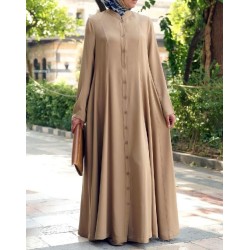 Camel Color Cardighan Style Front Open Abaya