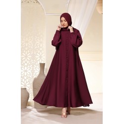 Maroon Front Open Descent Abaya