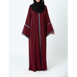 Contrast Fall Color Front Open Abaya